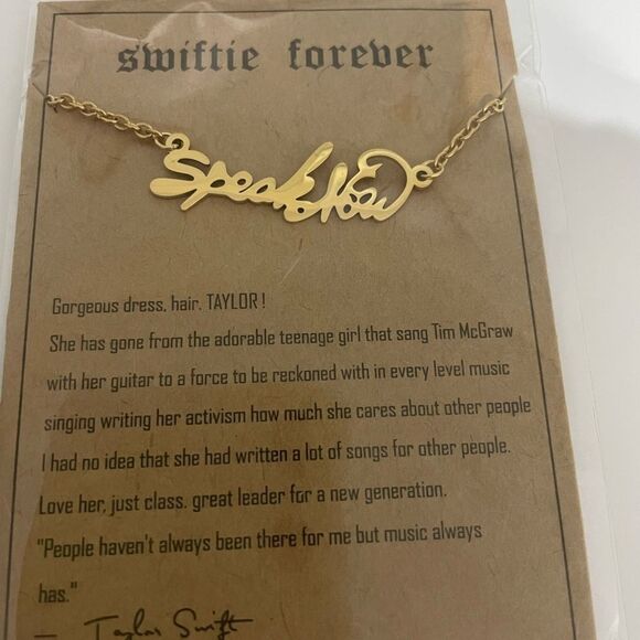 Taylor Swift necklace SPEAK NOW, gold color, NEW - Picture 3 of 4